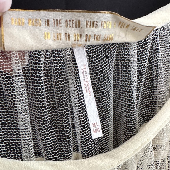 Free People x Jens Pirate Booty Cream Lace Cold Shoulder Bell Sleeve Tunic Boho - Picture 5 of 9